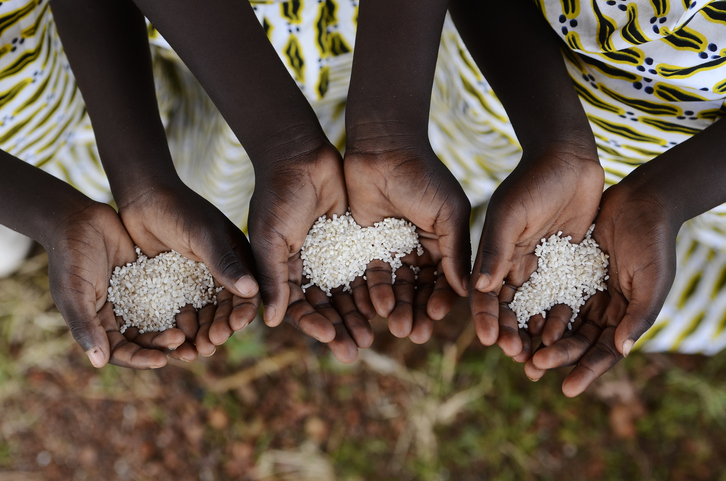 Children Holding Rice