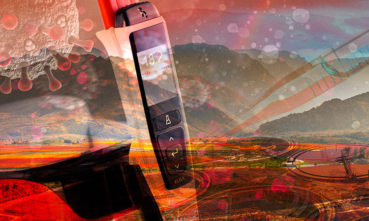 Bildcollage Kläranlage, Viren, ELGA Reinstwasseranlage