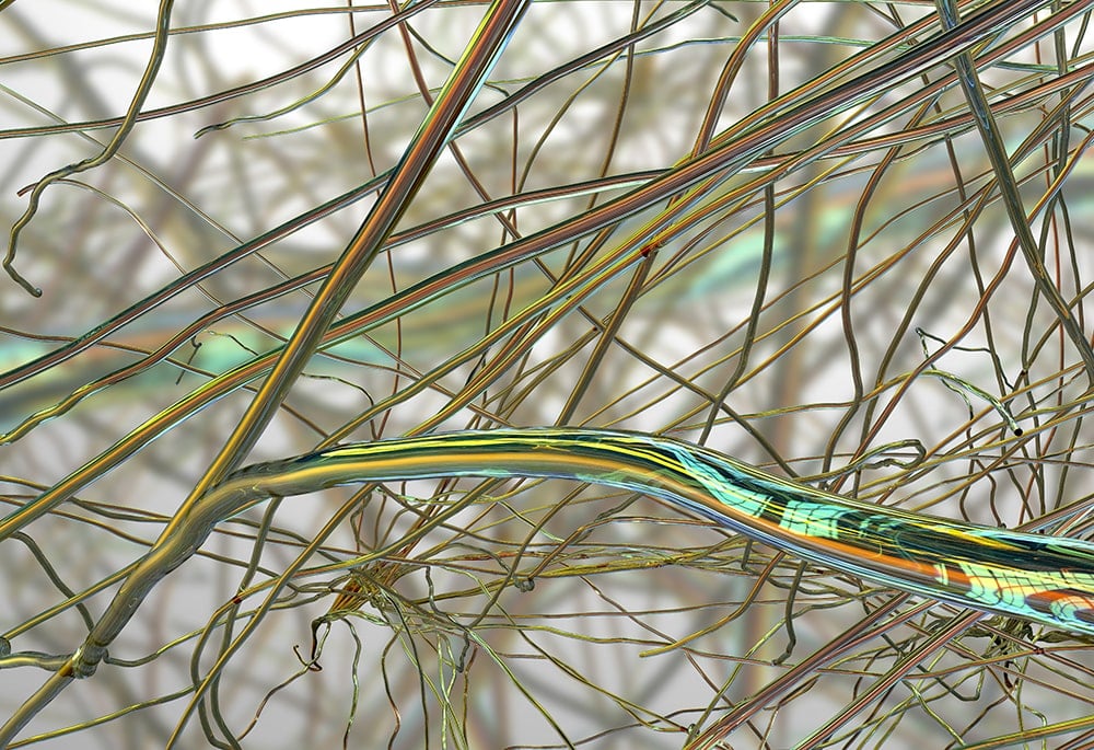 Microfiber under microscope