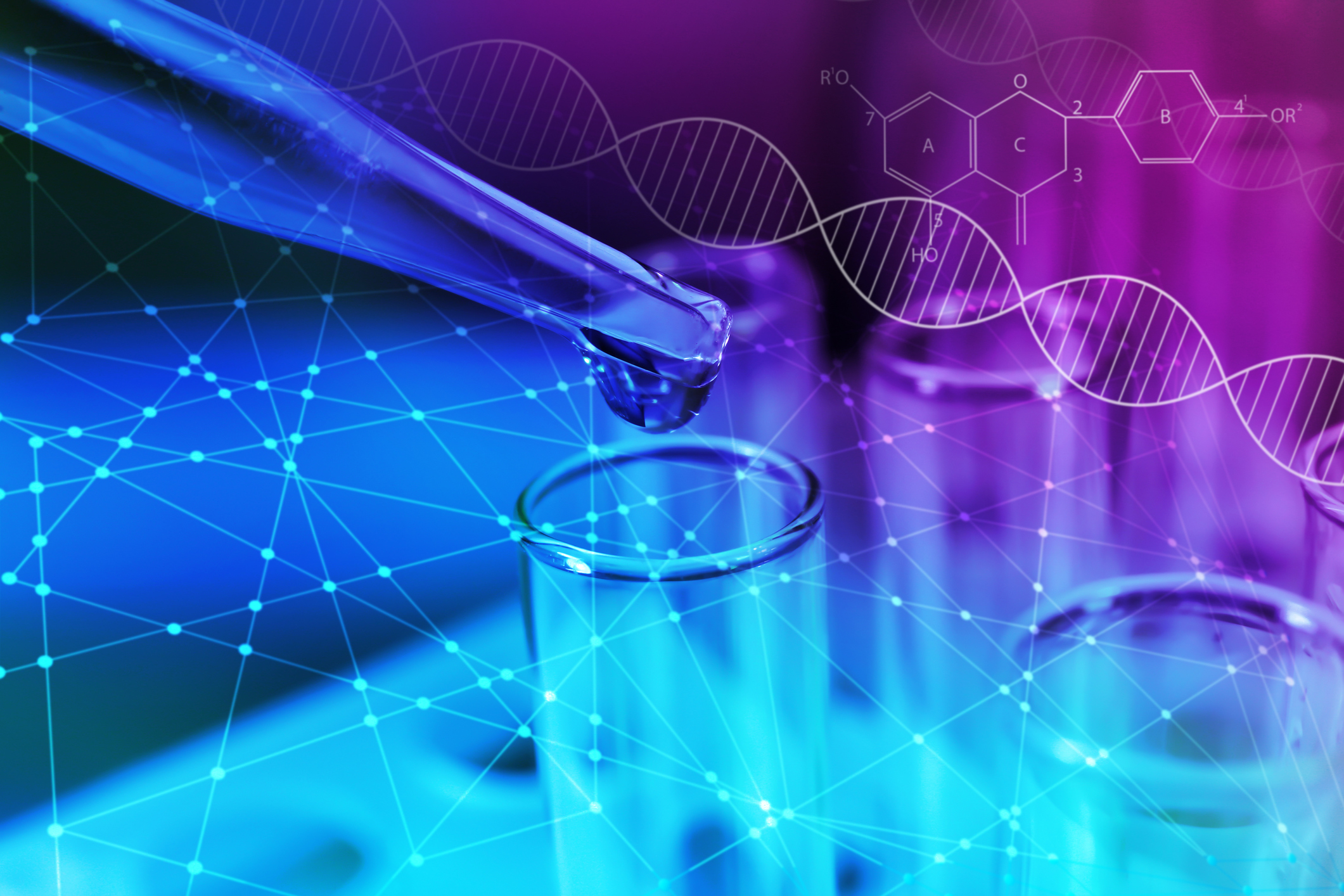 Pipette dripping ultrapure water sample into test tube