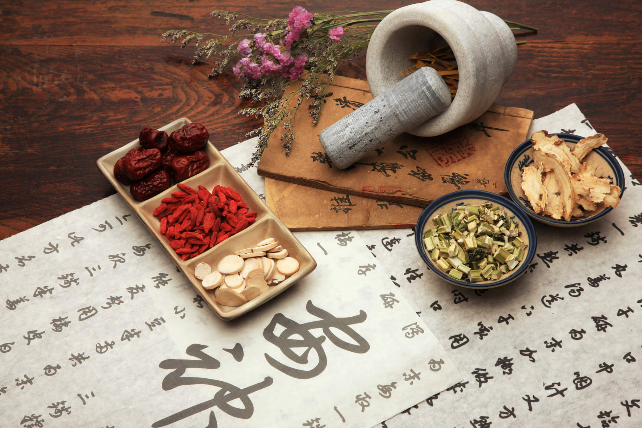 Chinese Herbal medicine & pestle