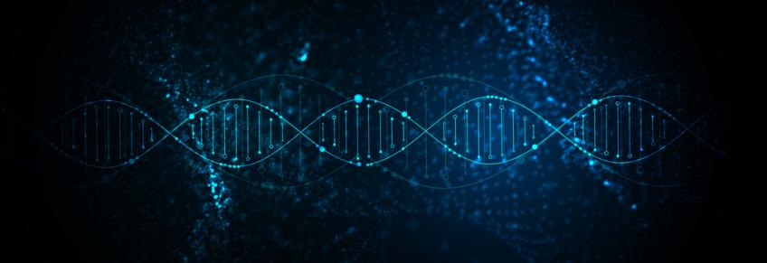 Science template, abstract background with a 3D DNA molecules